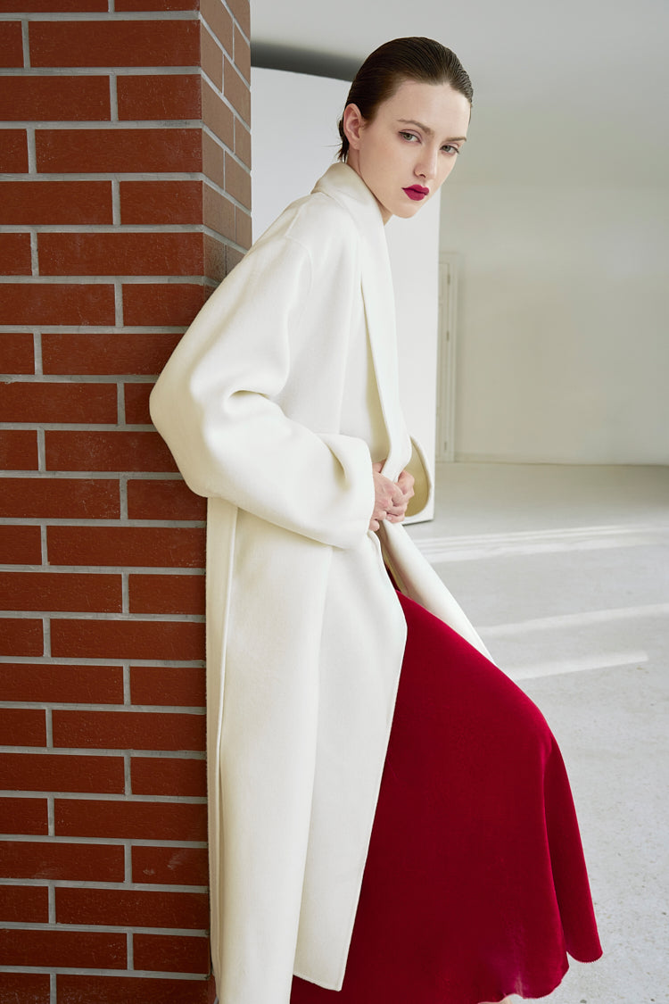 BELTED ROBE COAT / WHITE