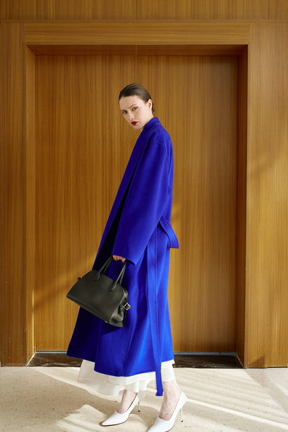 BELTED ROBE COAT / KLEIN BLUE