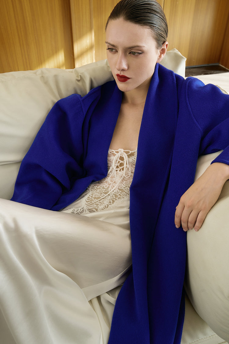 BELTED ROBE COAT / KLEIN BLUE