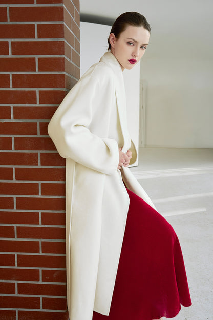 BELTED ROBE COAT / WHITE