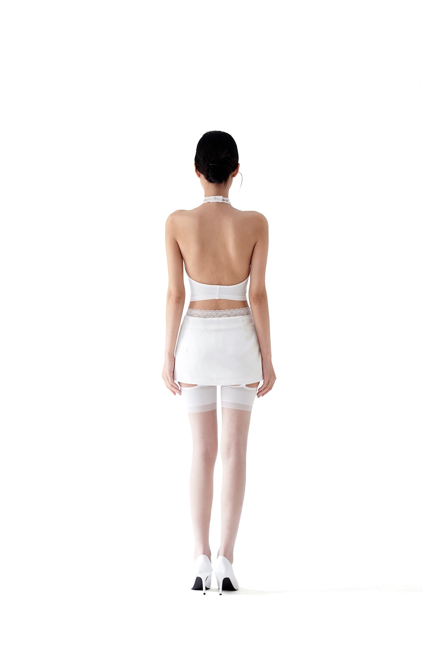 LACE-TRIMMED MINI SKIRT WITH LEGGINGS