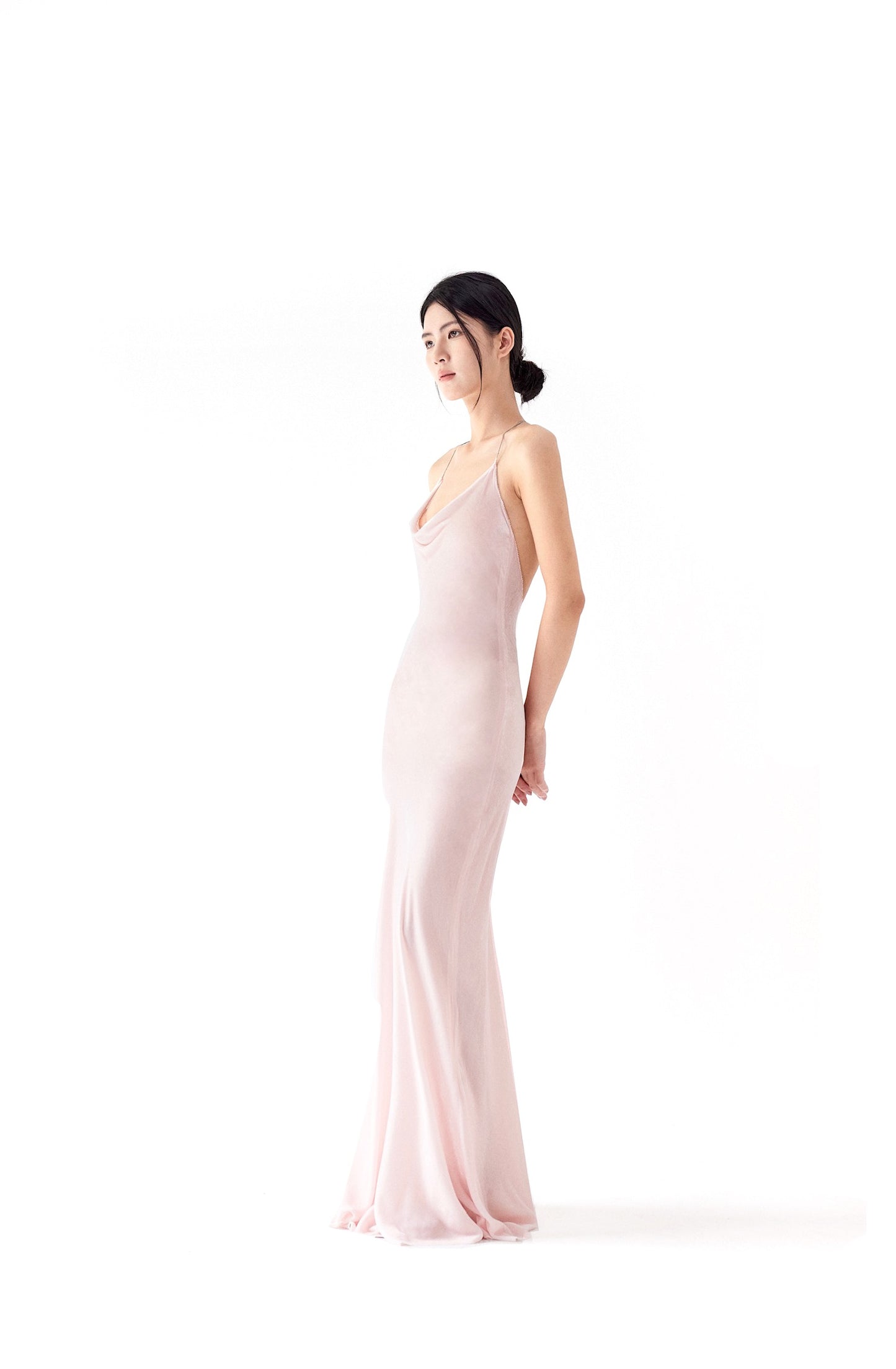 VELVET/SATIN CHAIN MAXI DRESS