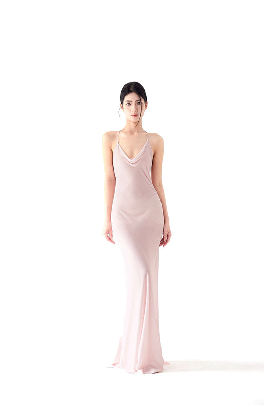 VELVET/SATIN CHAIN MAXI DRESS